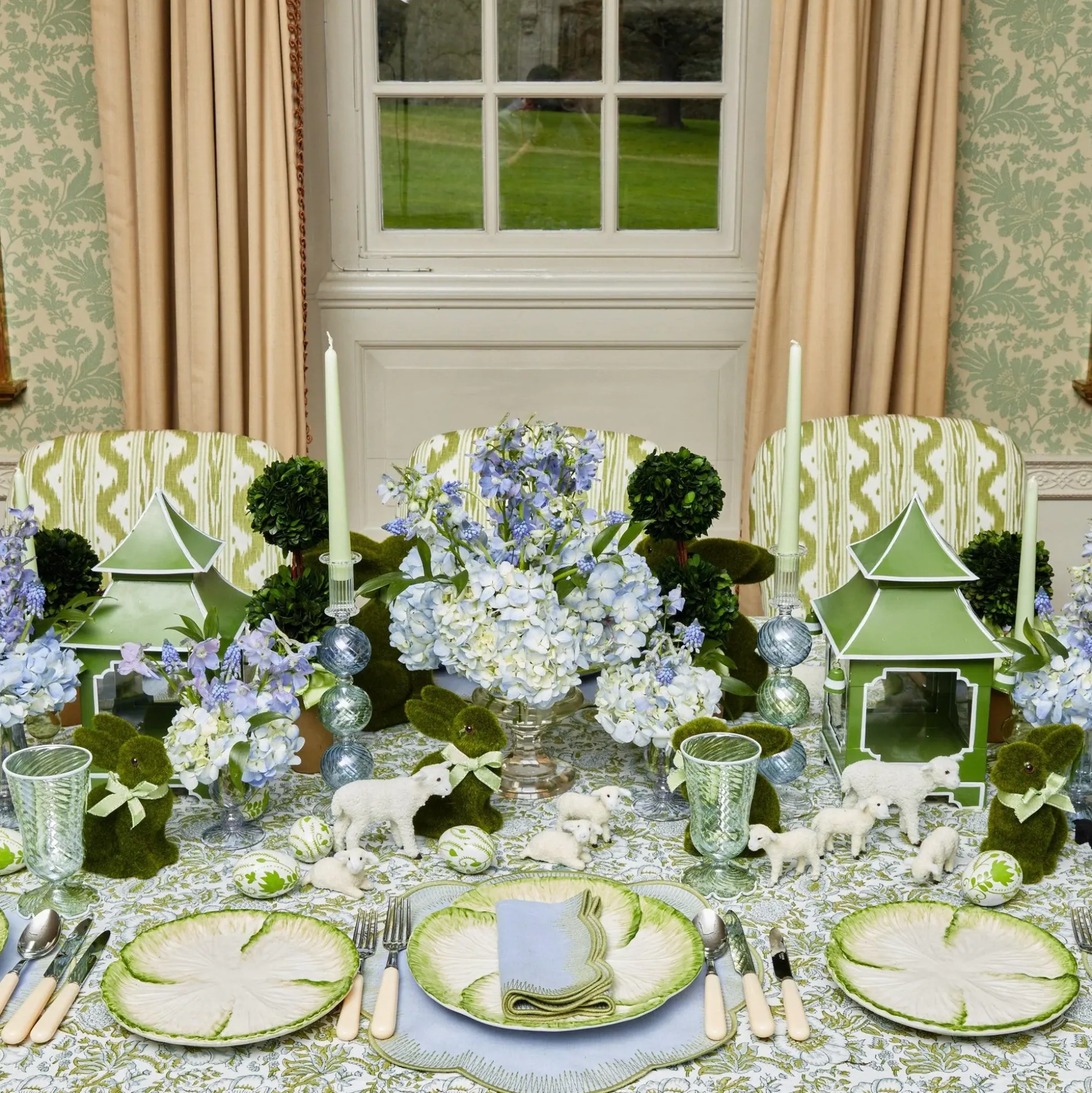 Alathea Blue & Green Linen Placemats (Set Of 4)