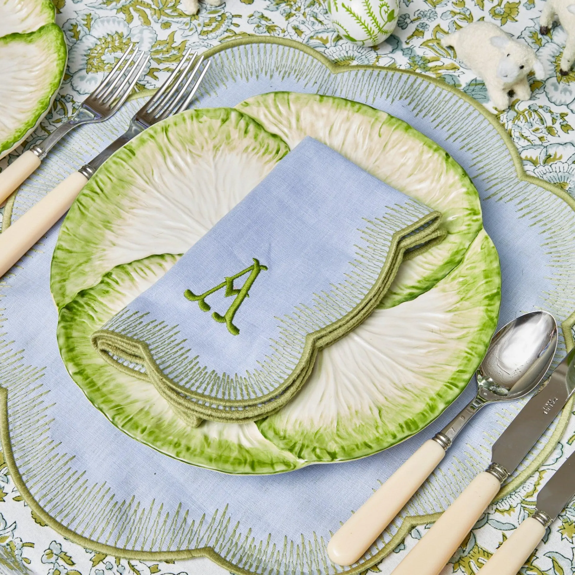 Alathea Blue & Green Linen Placemats (Set Of 4)