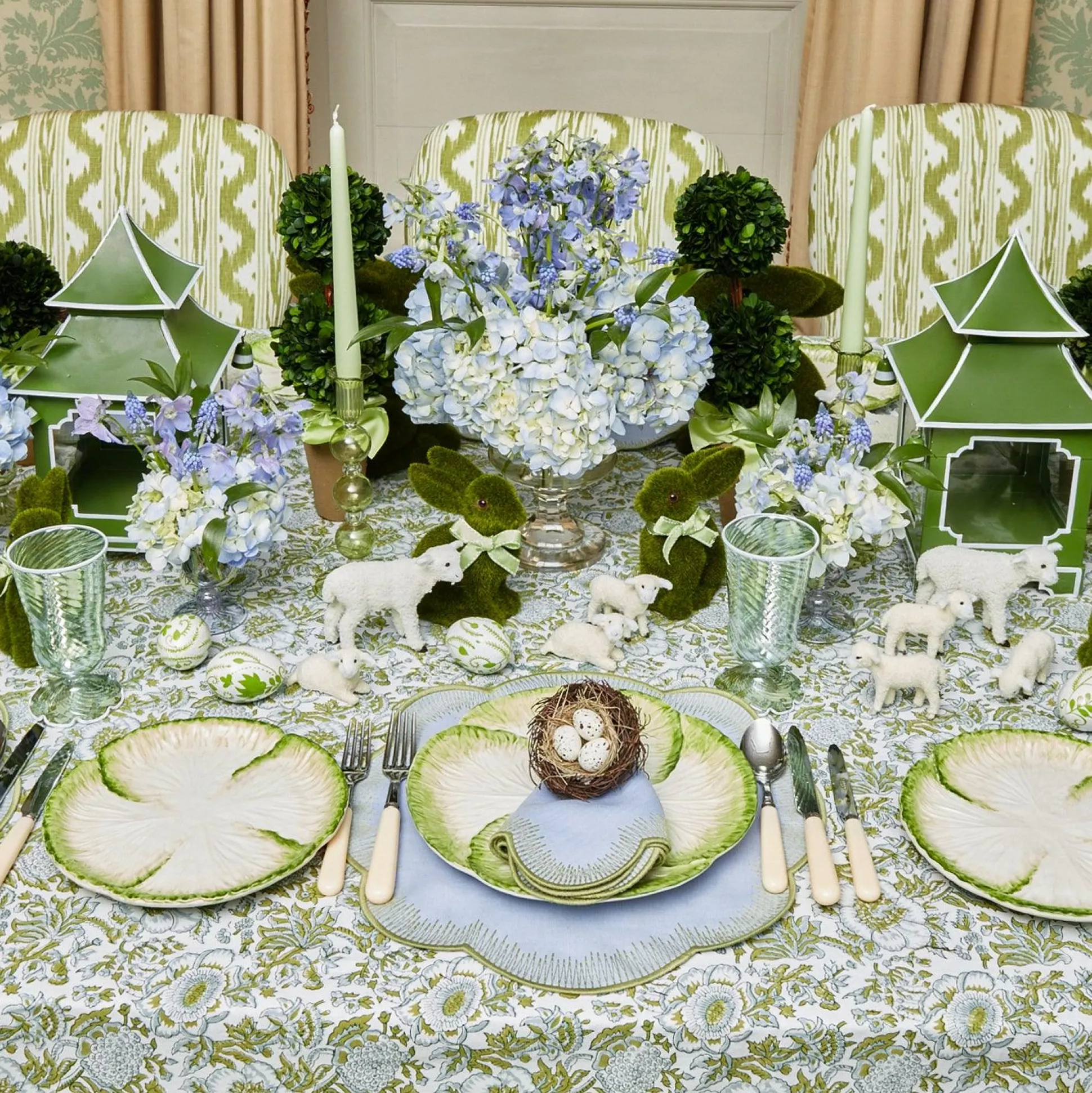 Alathea Blue & Green Linen Placemats (Set Of 4)