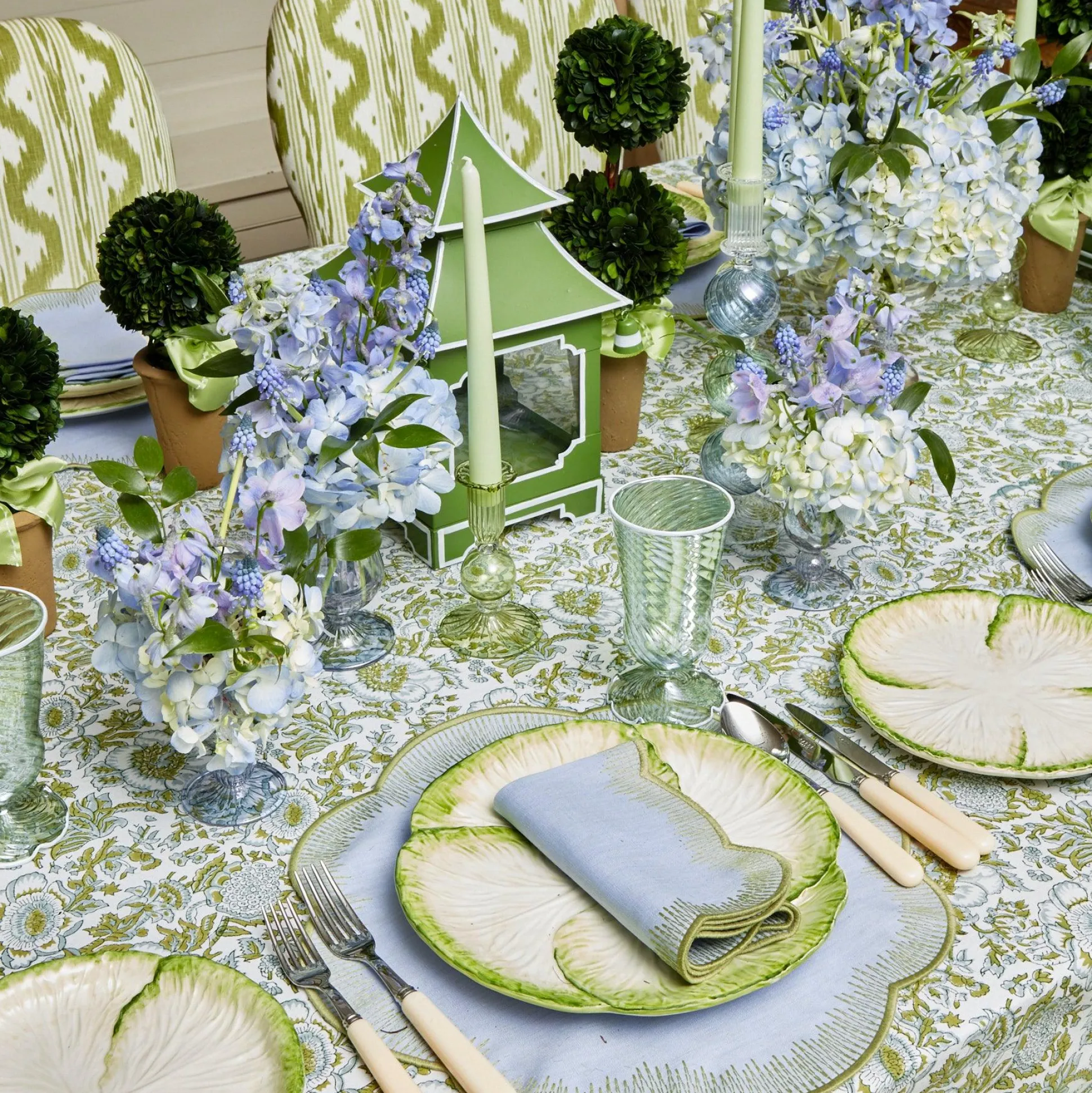 Alathea Blue & Green Linen Napkins (Set Of 4)