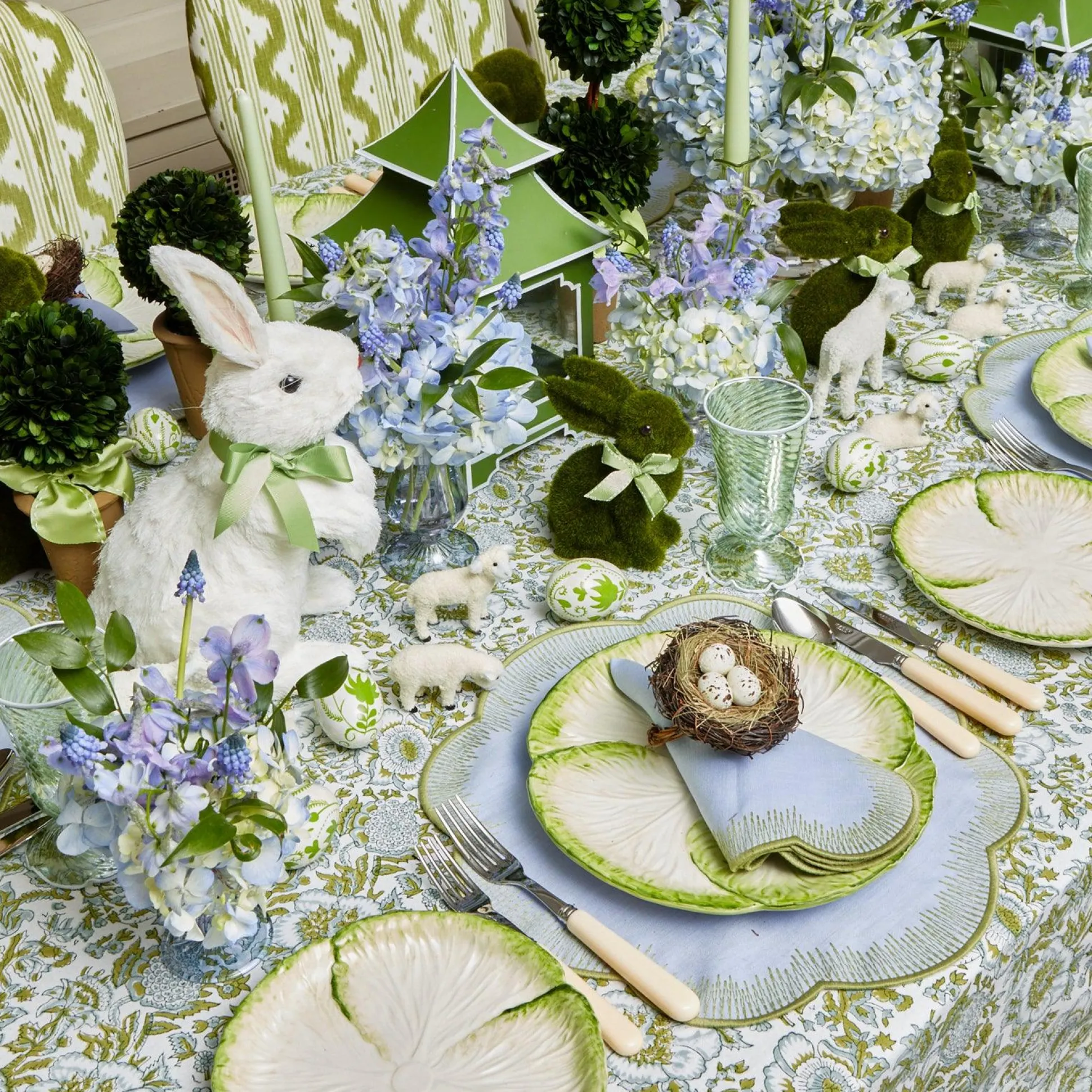 Alathea Blue & Green Linen Napkins (Set Of 4)