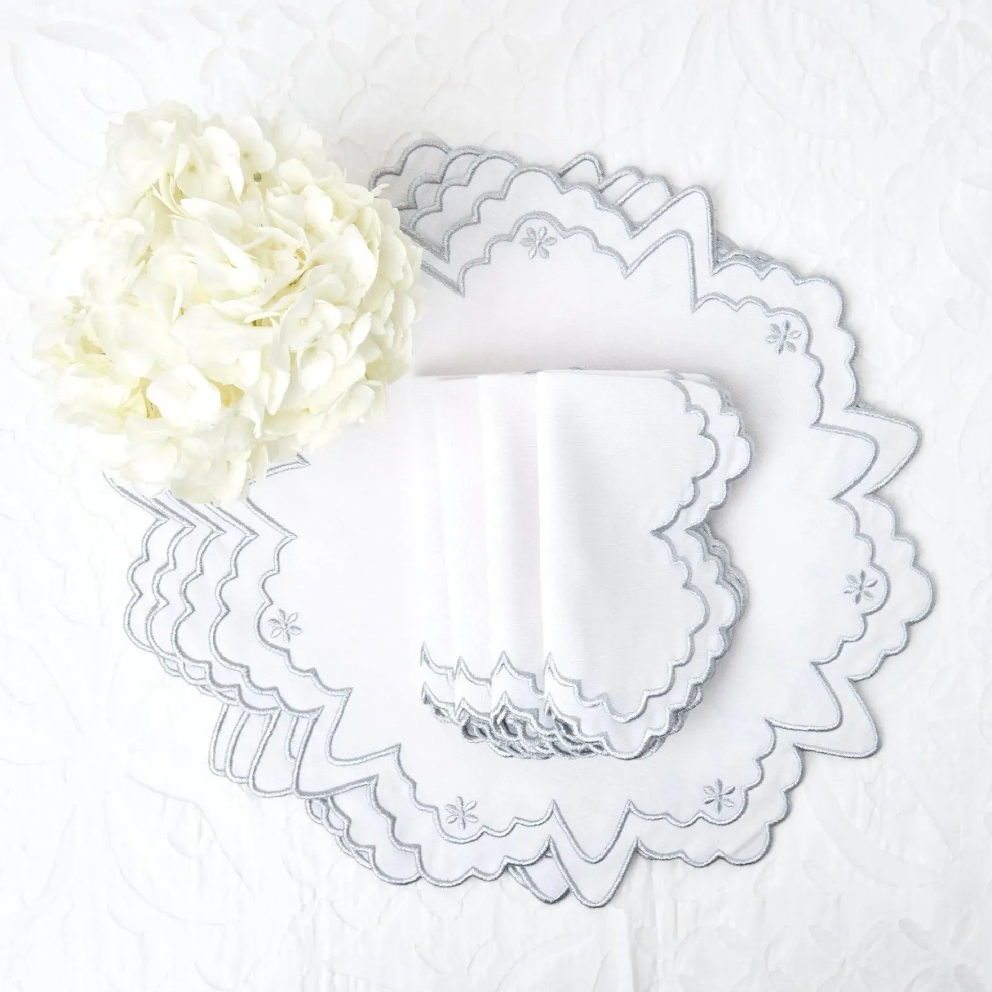 Applique White Tablecloth