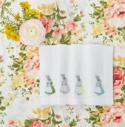 Assorted White Linen Rabbit Napkins (Set Of 4)