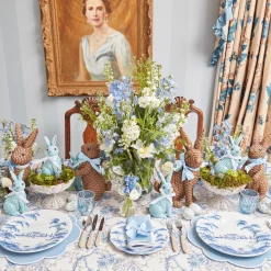 Blue & Brown Rattan Rabbit Family