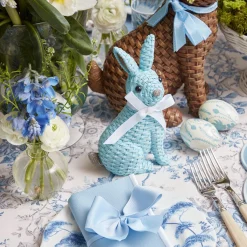 Blue & Brown Rattan Rabbit Family