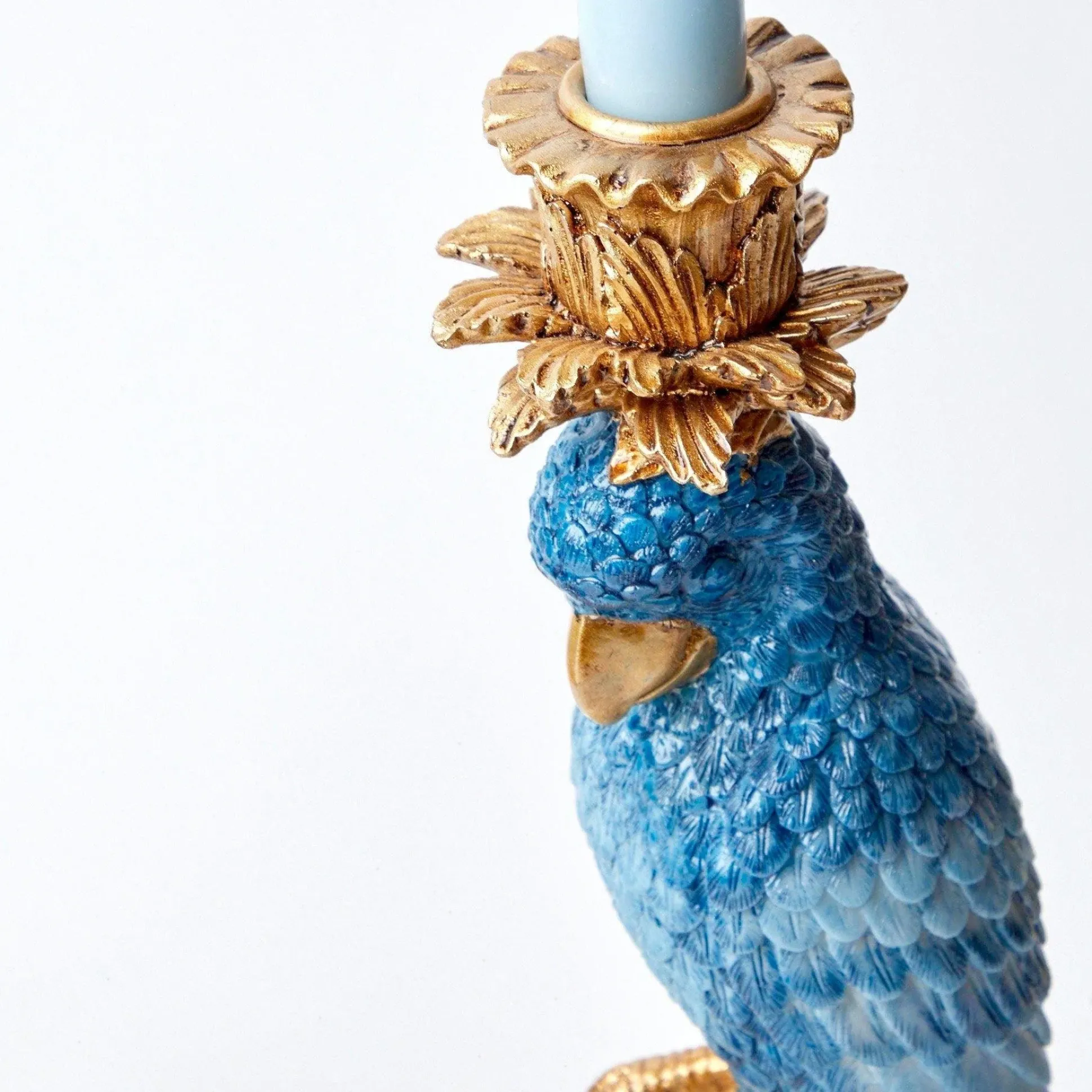 Blue & White Parrot Candle Holder (Pair)