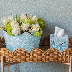 Blue Floral Tole Tissue Box