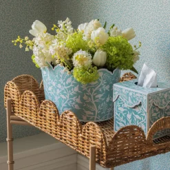 Blue Floral Tole Tissue Box