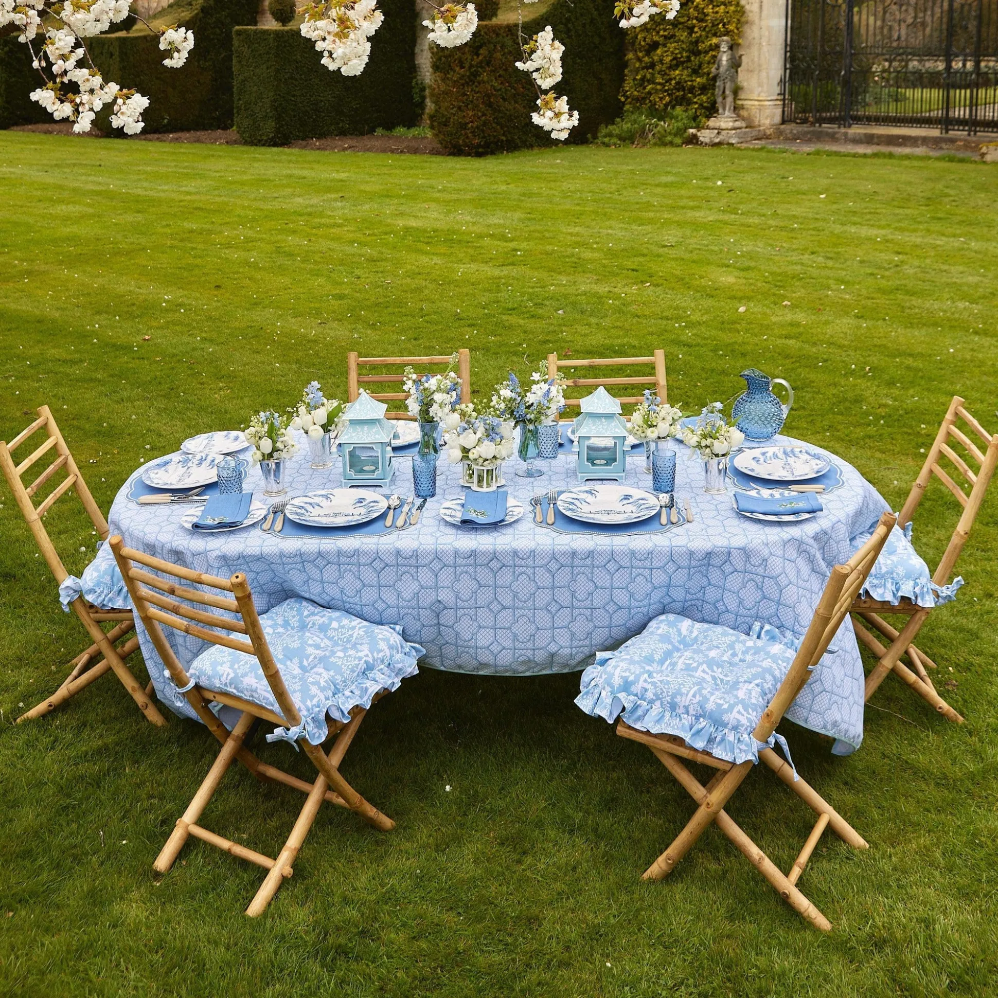Blue Fluted Vases (Pair)