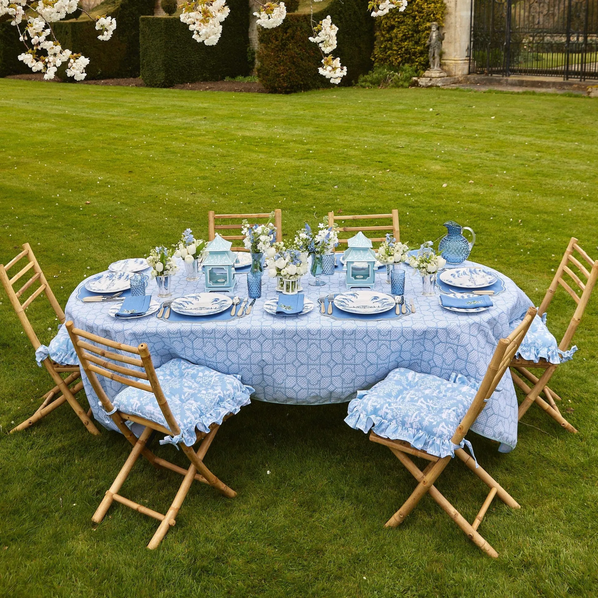 Blue Fluted Vases (Pair)