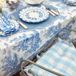 Blue Gingham Ruffle Seat Pad Cushion
