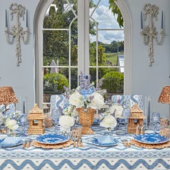 Blue Glass Lantern Tea Light Holder (Pair) - 18 Cm