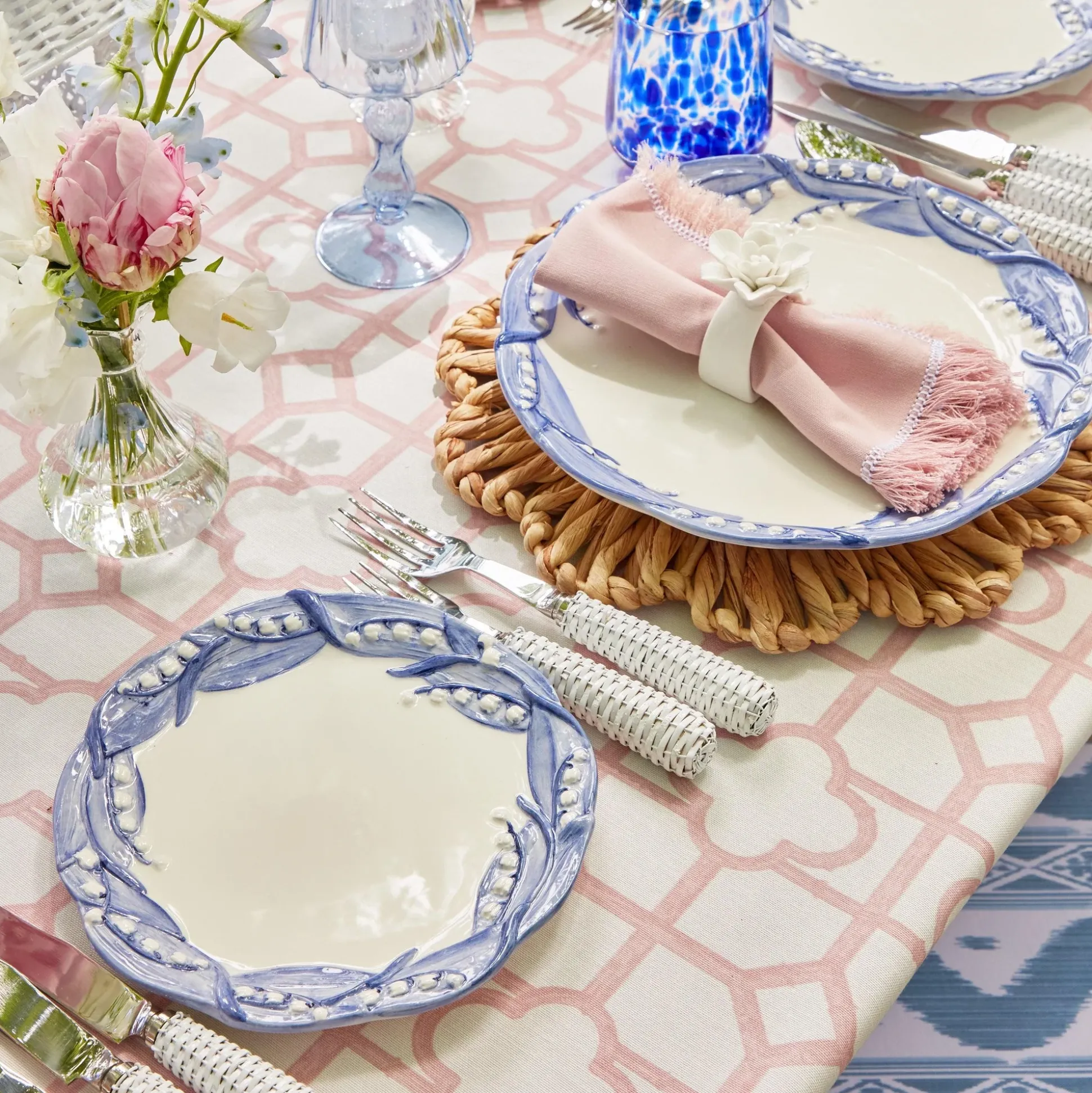 Blue Lily Of The Valley Dinner & Starter Plates (Set Of 8)