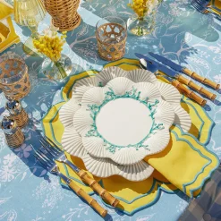 Blue Melograno & Fleur Yellow Linen Set