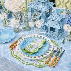 Blue Rattan Pagoda Lantern Set
