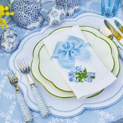Blue Saddle Stitch Napkin Bows (Set Of 4)