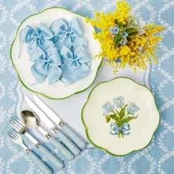 Blue Saddle Stitch Napkin Bows (Set Of 4)