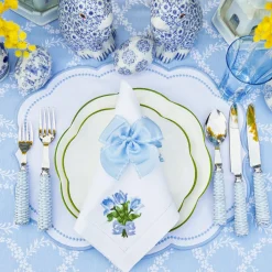 Blue Saddle Stitch Napkin Bows (Set Of 4)