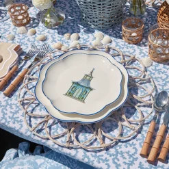 Blue Scalloped Pagoda Starter Plate