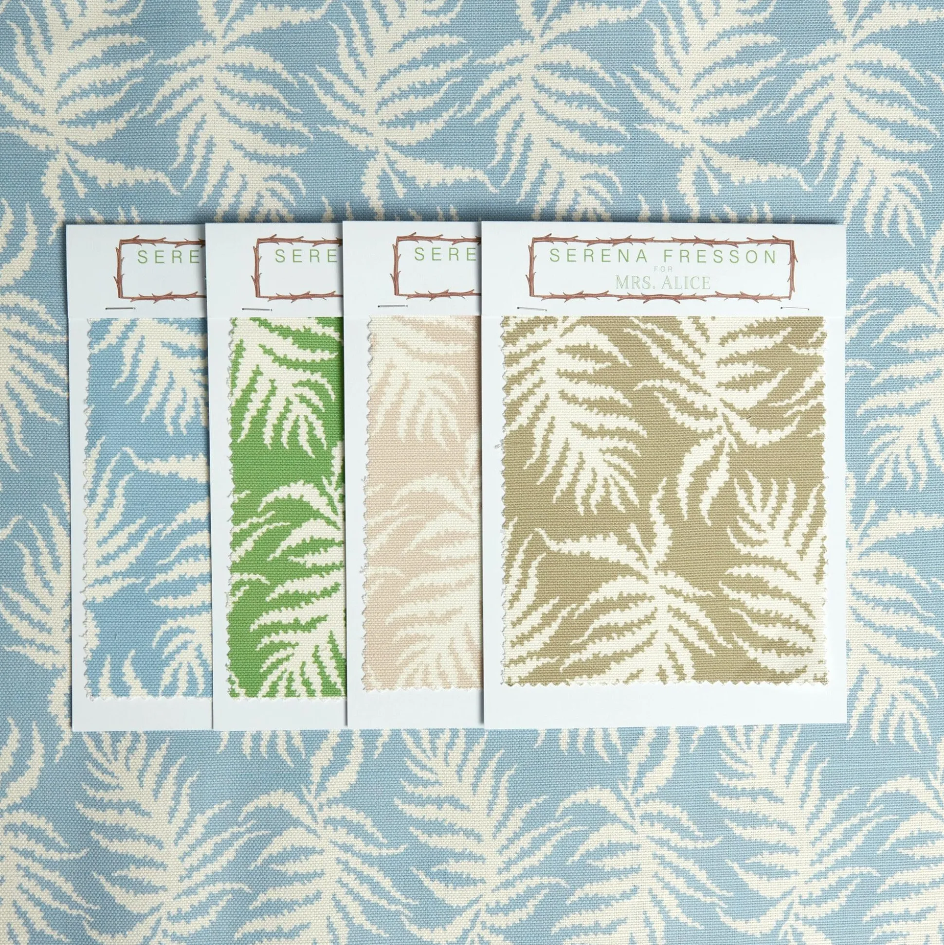 Blue Trailing Ferns Fabric
