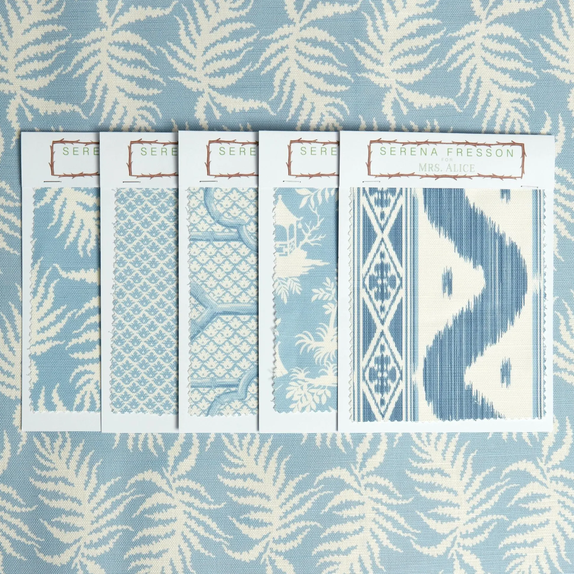 Blue Trailing Ferns Fabric