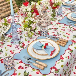 Blue With Red Scallop Napkins (Set Of 4)