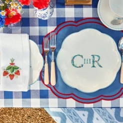 Camilla Blue & Red Linen Placemats (Set Of 4)