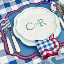 Camilla Blue & Red Linen Placemats (Set Of 4)
