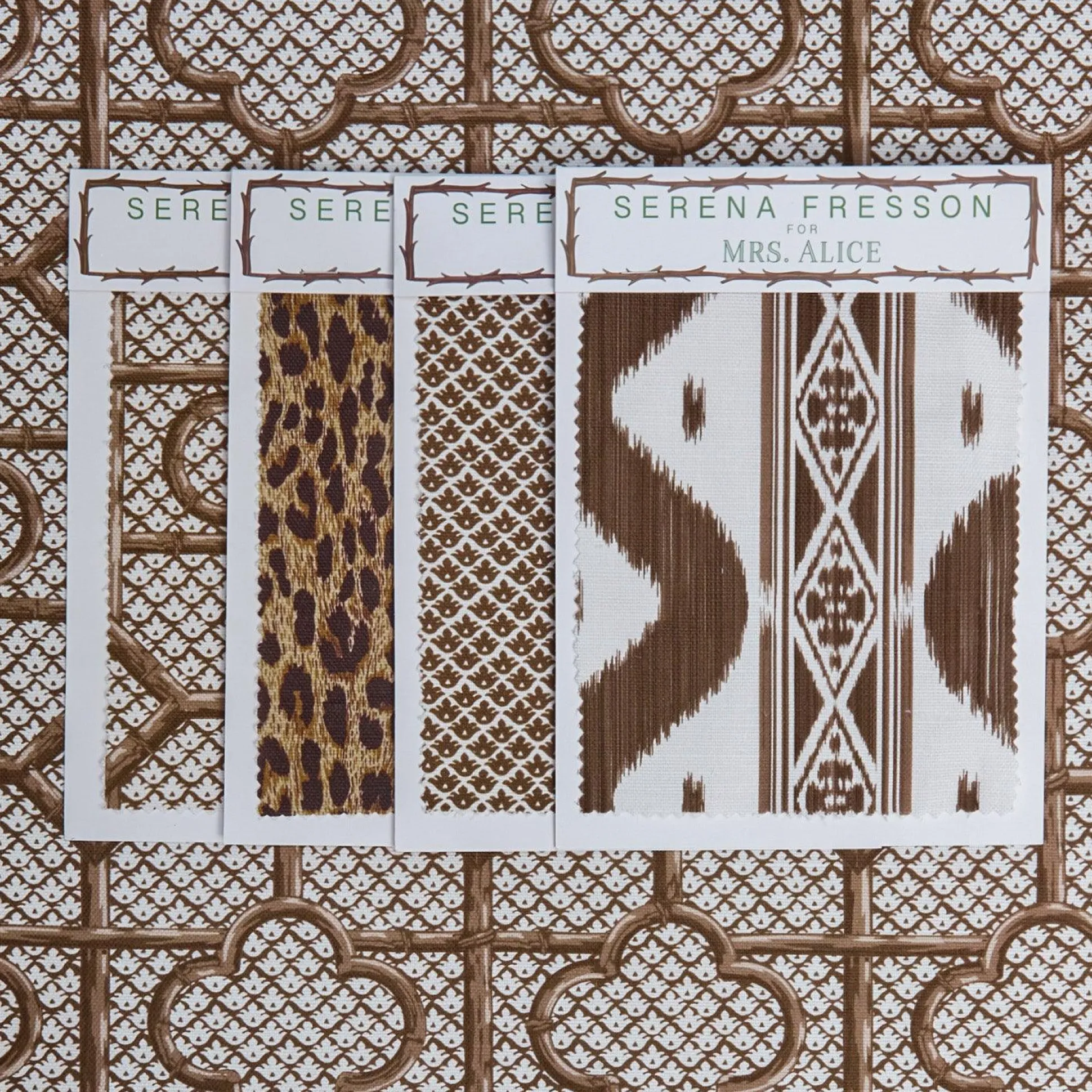 Chestnut Brown Bamboo Trellis Fabric