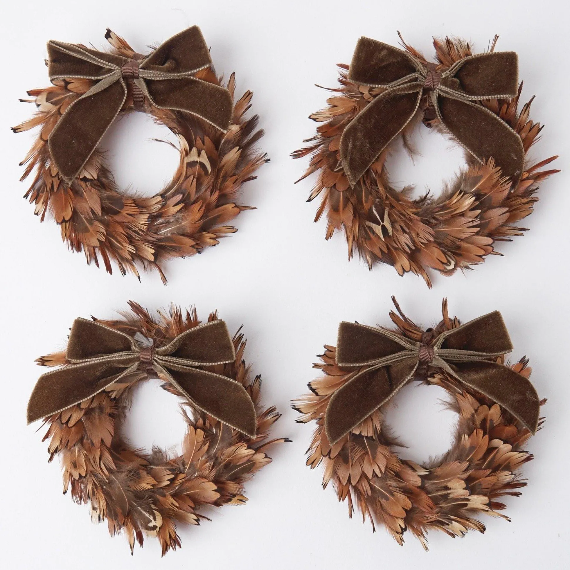 Chocolate Velvet Mini Bows (Set Of 4)