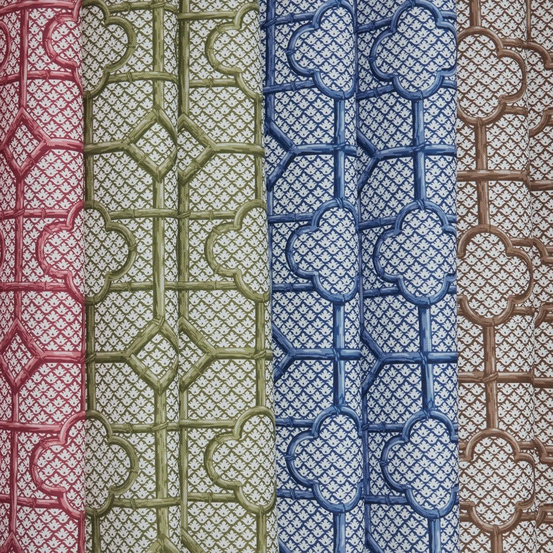 Cobalt Blue Bamboo Trellis Fabric