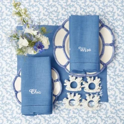 Compliment Blue Linen Napkins (Set Of 8)