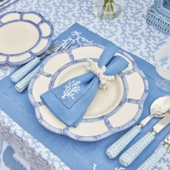 Coral Blue Linen Napkins (Set Of 4)