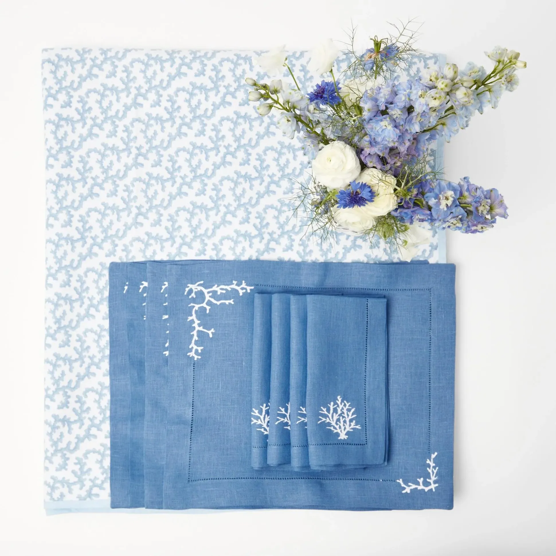 Coral Blue Linen Set