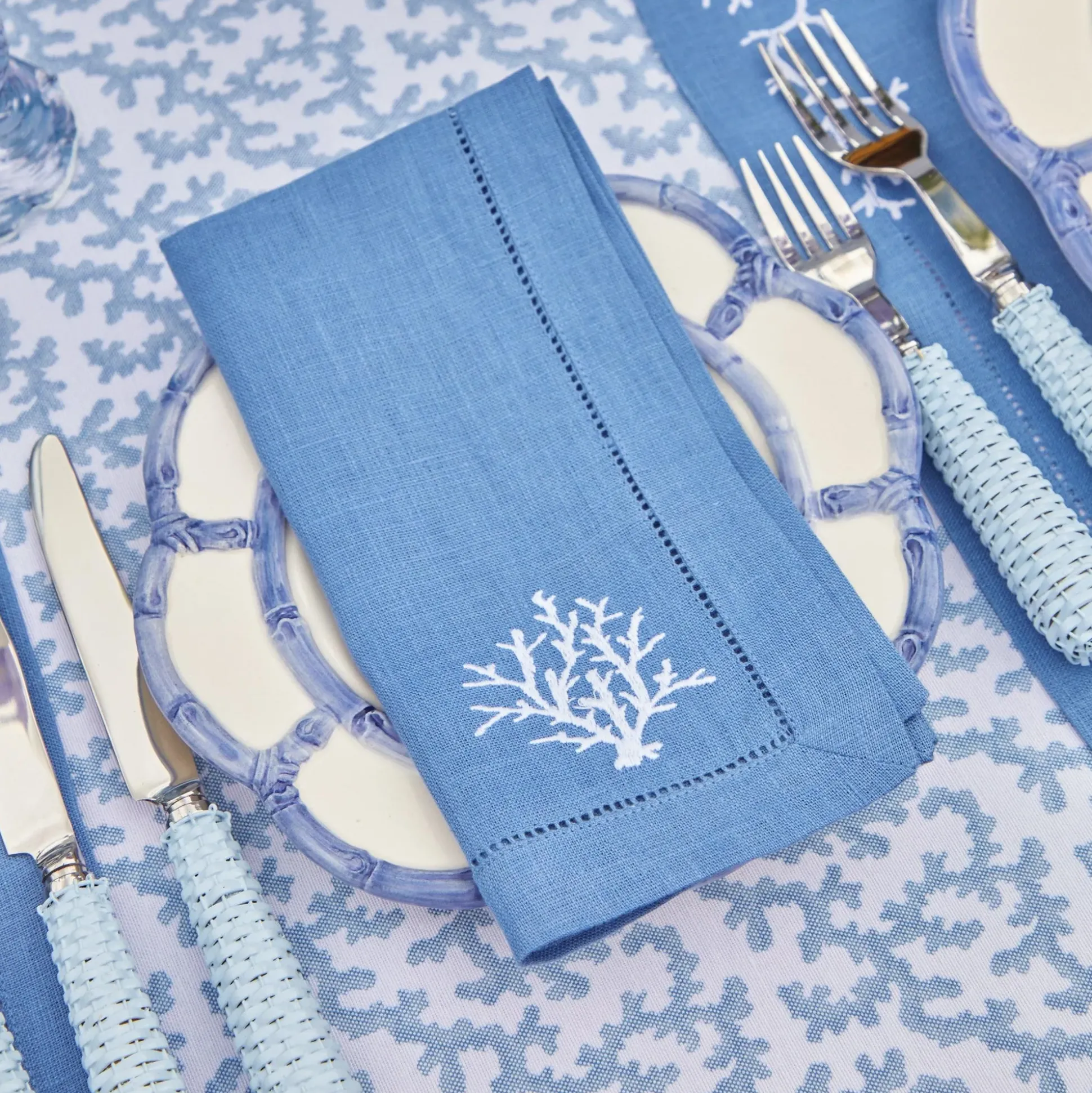 Coral Blue Linen Set
