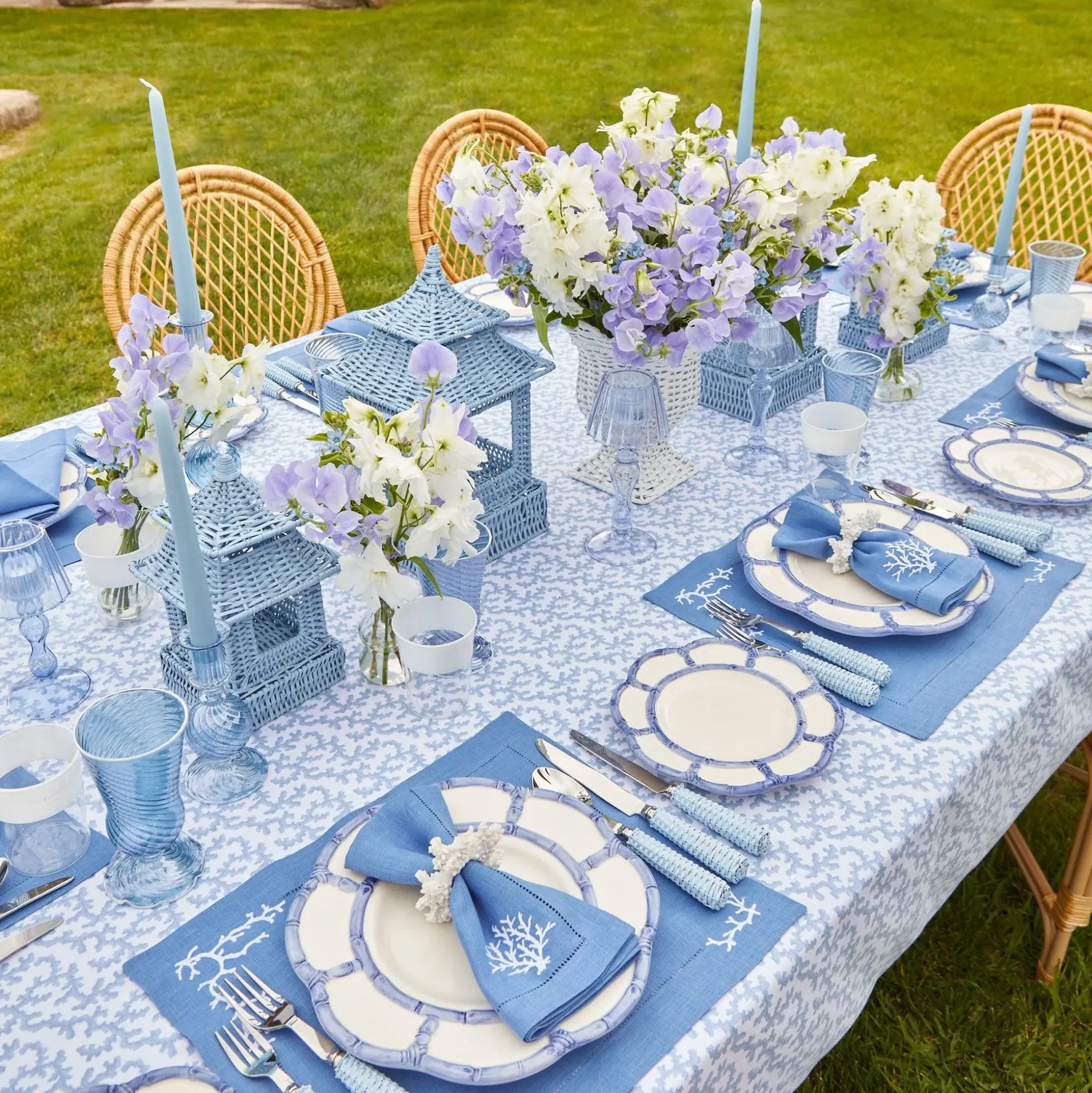 Coral Blue Linen Set