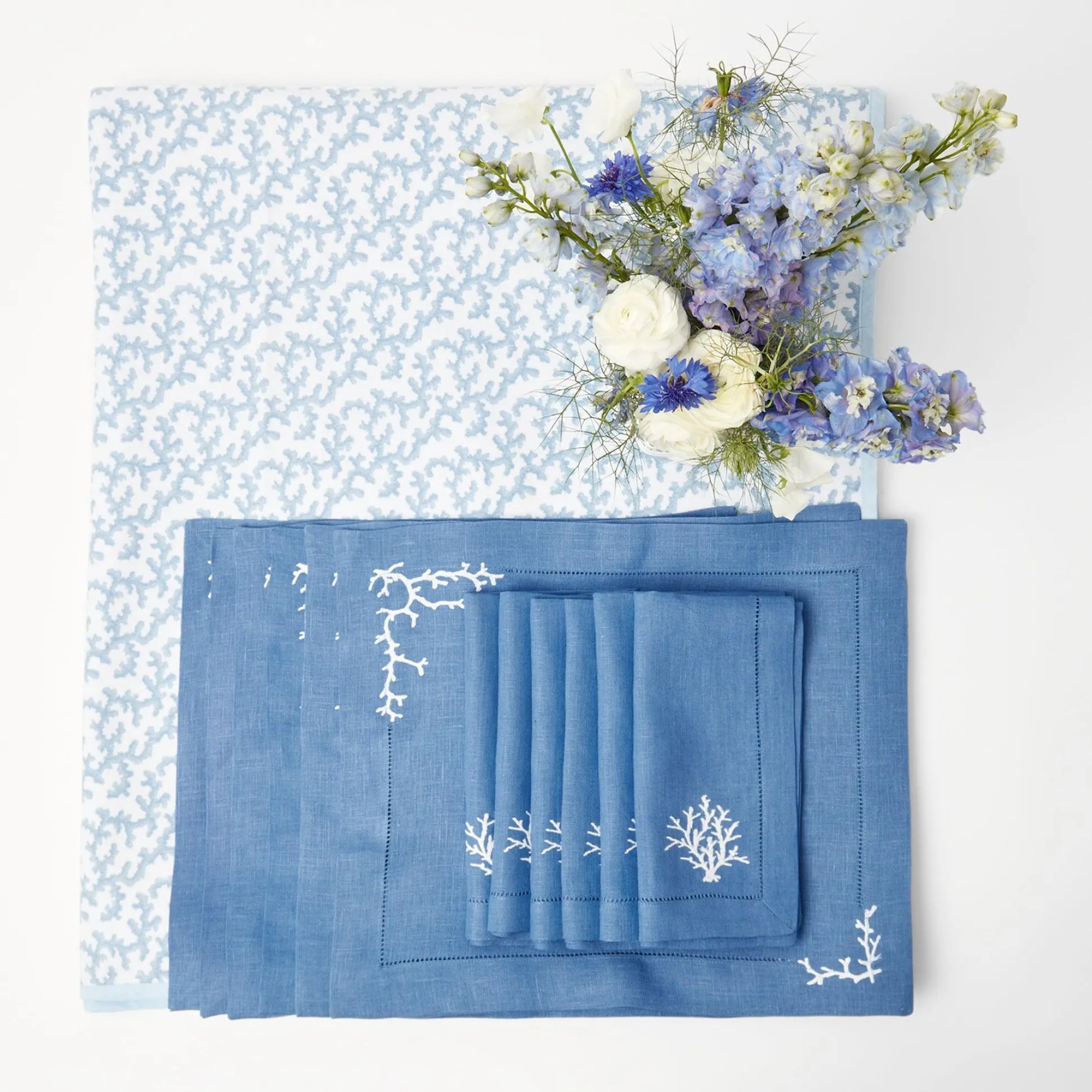 Coral Blue Linen Set