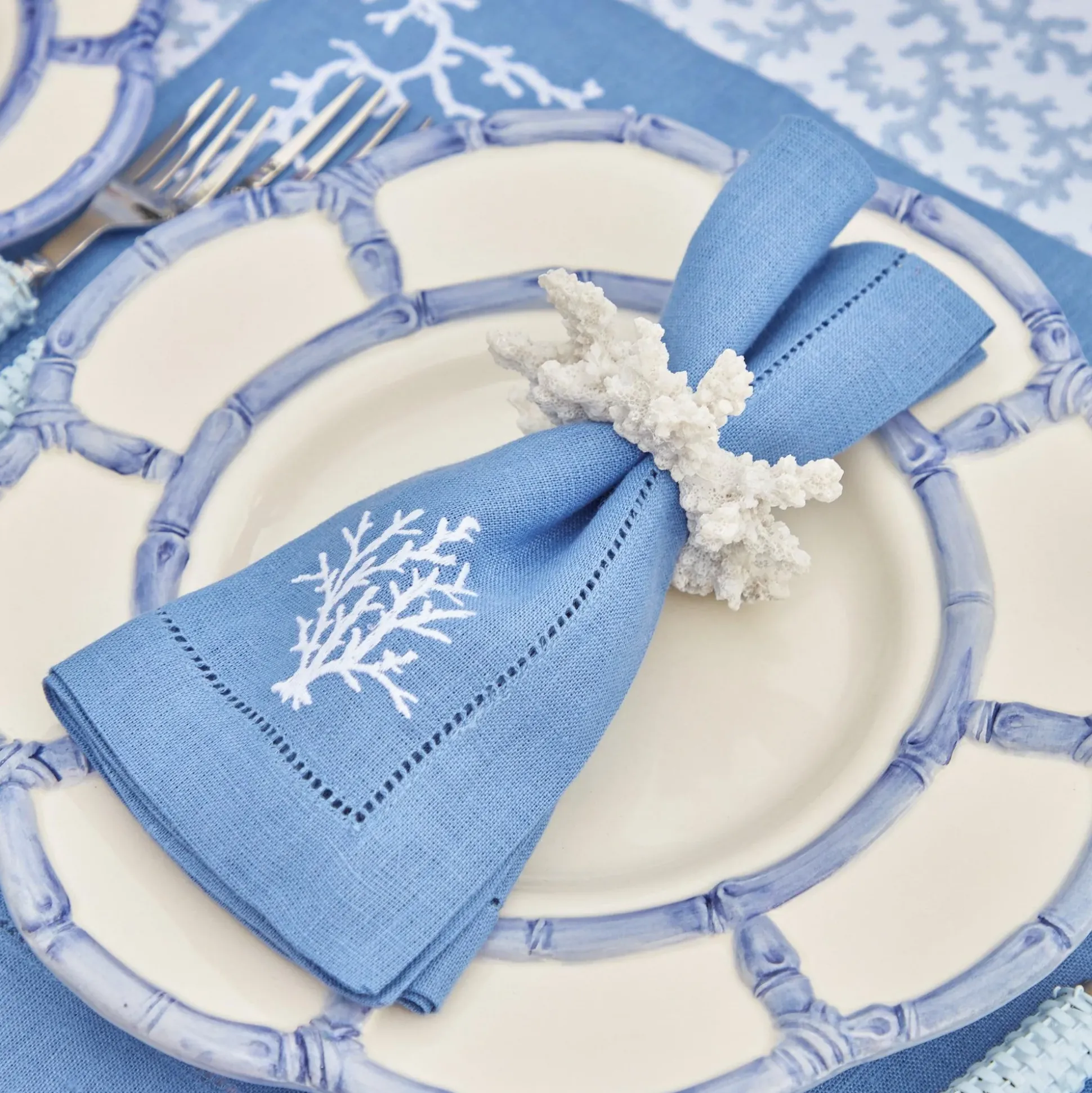 Coral Blue Linen Set