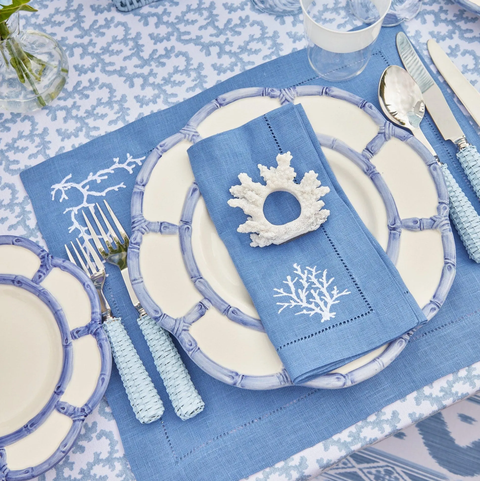 Coral Blue Linen Set