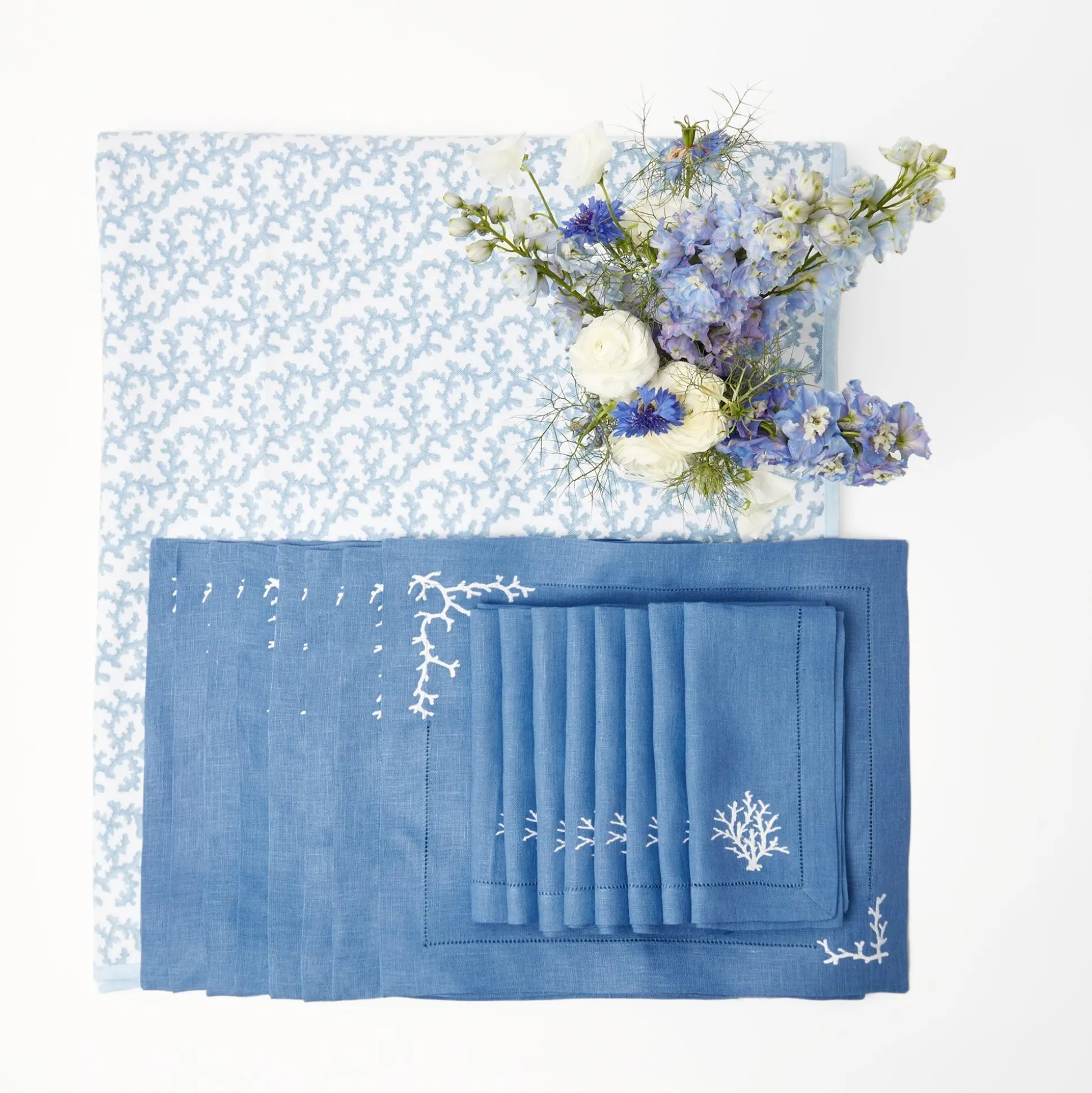 Coral Blue Linen Set