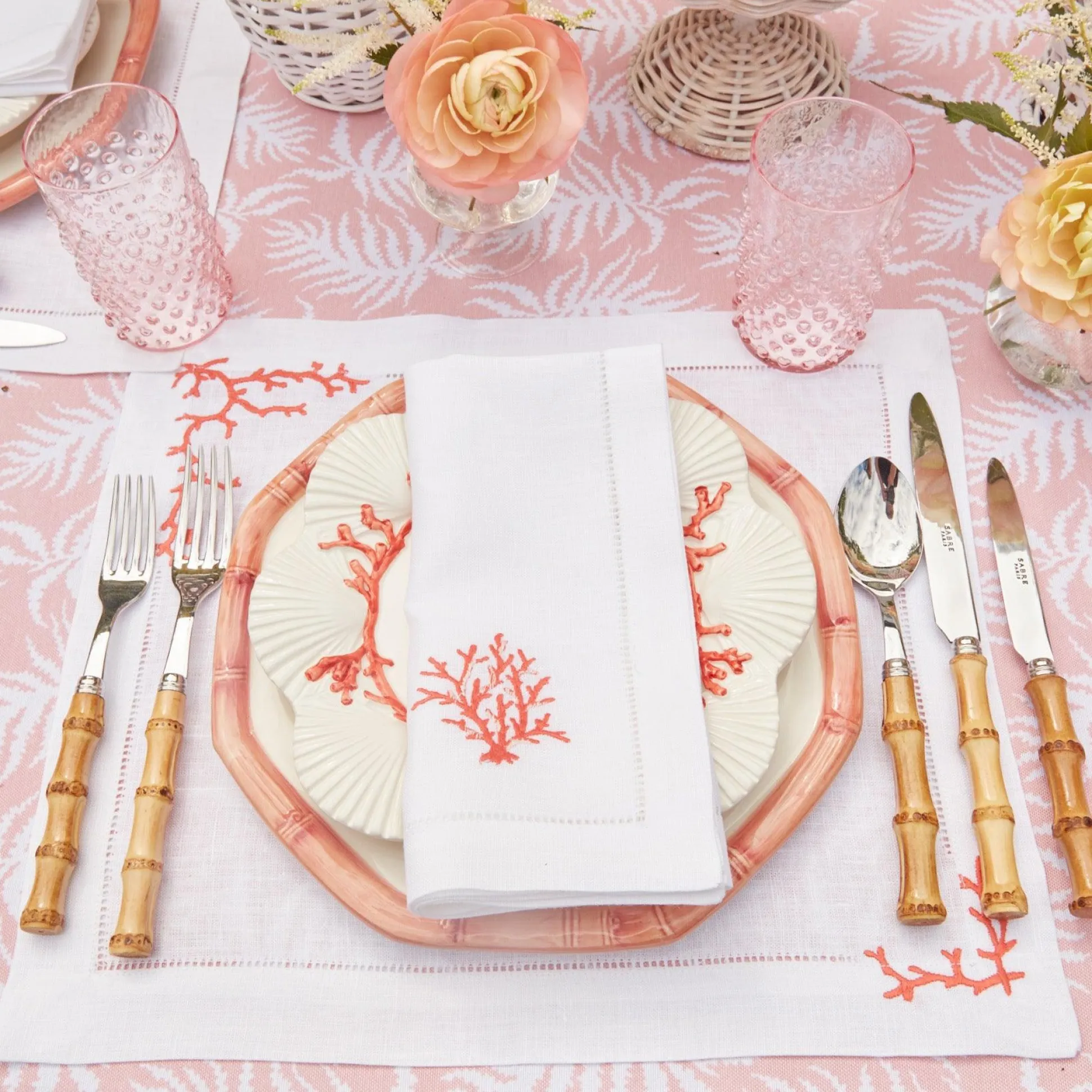 Coral Linen Placemats & Napkins (Set Of 4)