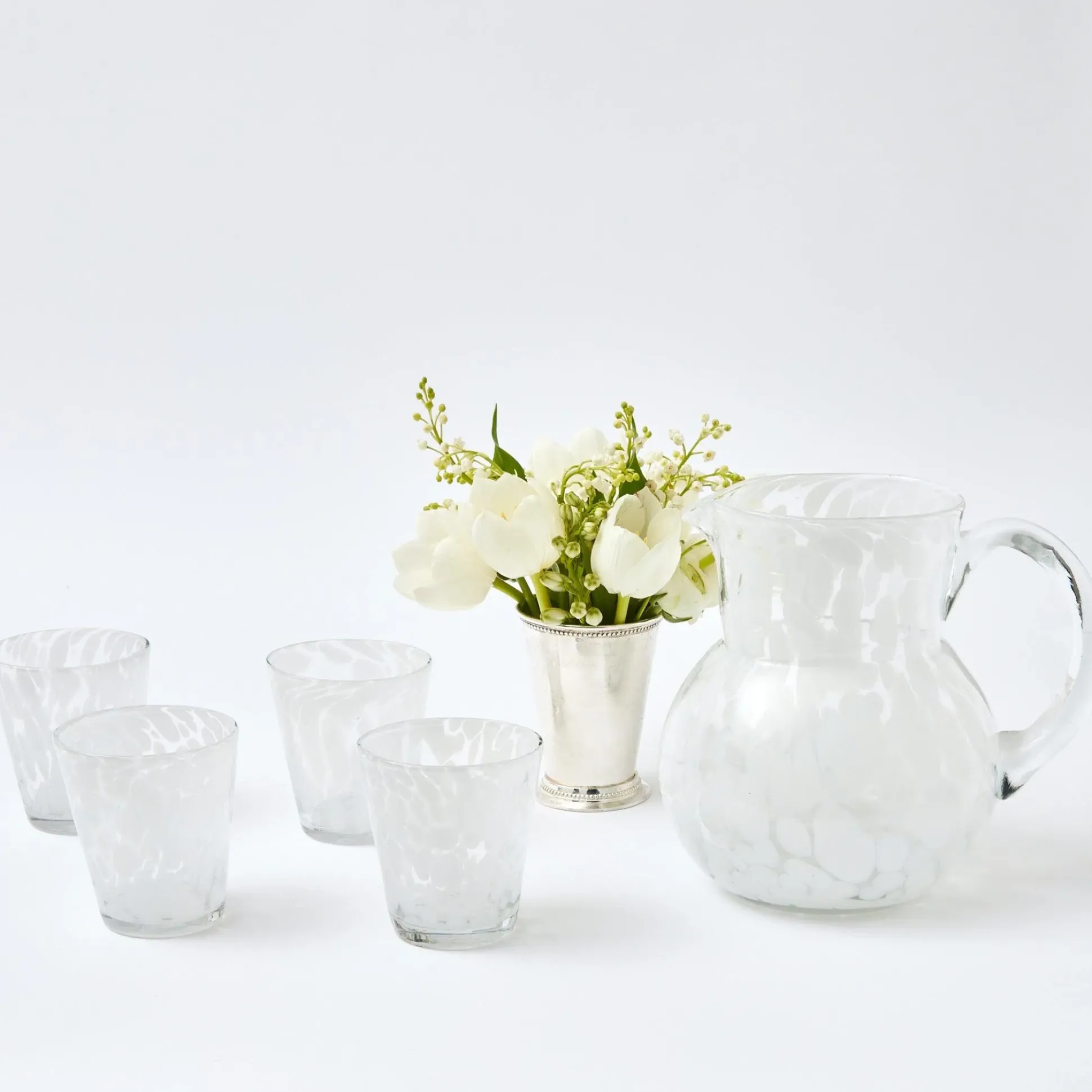Dappled White Water Glasses (Set Of 4)
