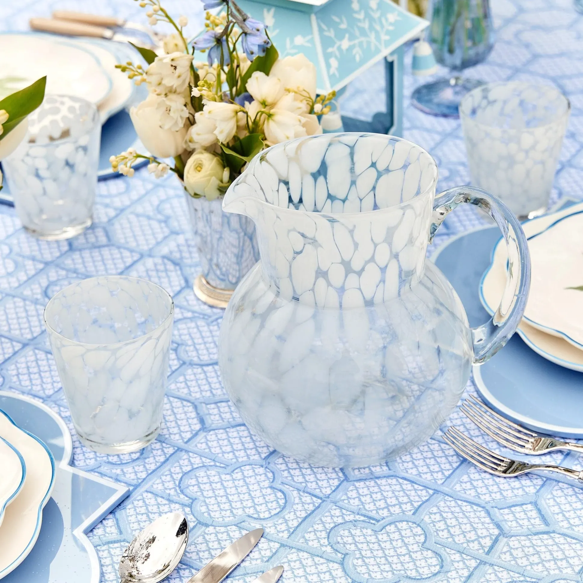 Dappled White Water Glasses (Set Of 4)