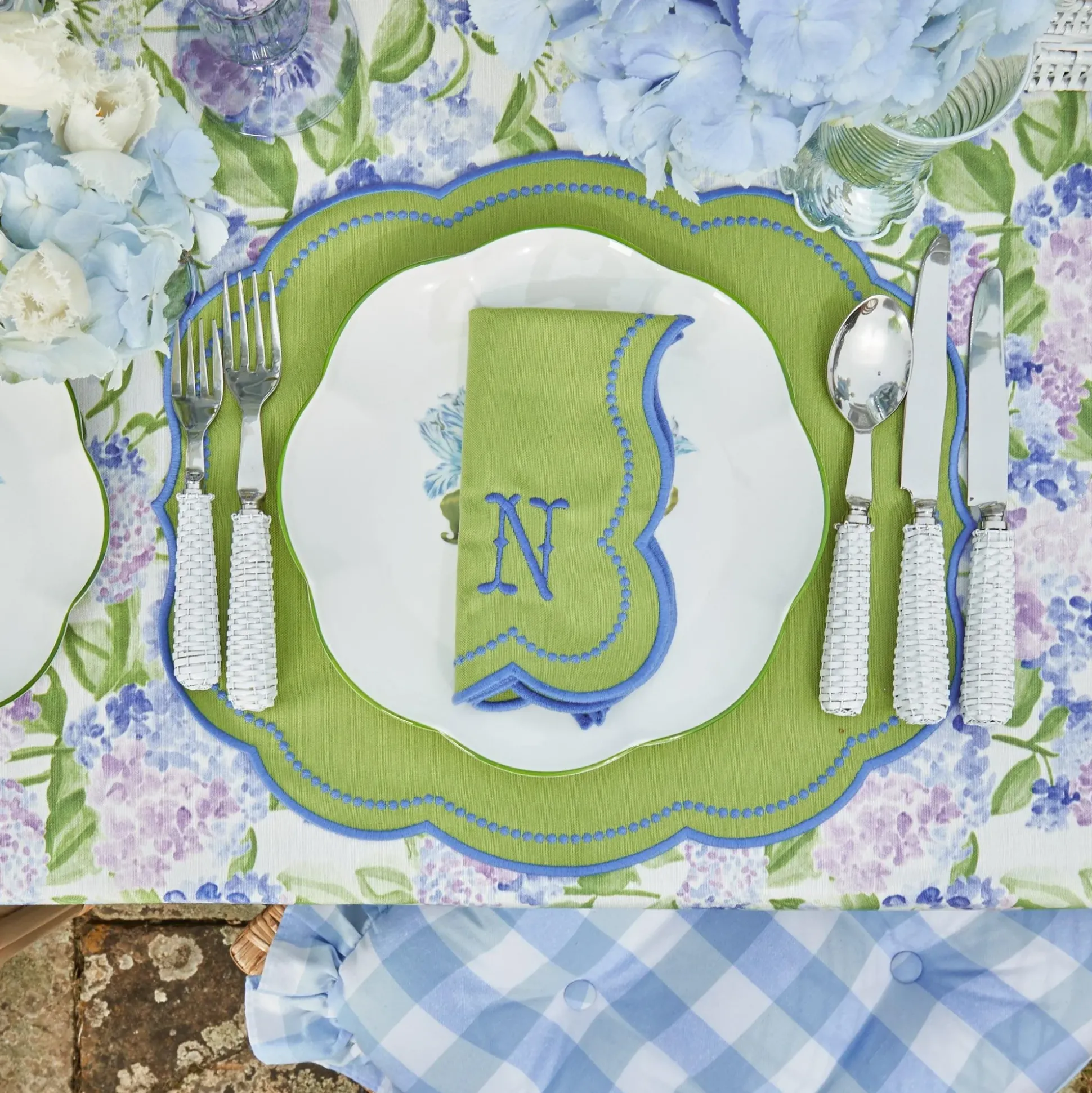 Eloise Green And Blue Napkins (Set Of 4)