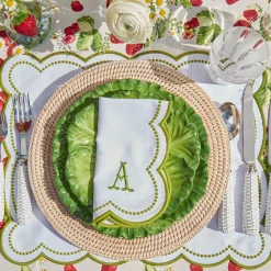 Elsa White & Green Napkins (Set Of 4)