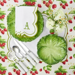 Elsa White & Green Napkins (Set Of 4)