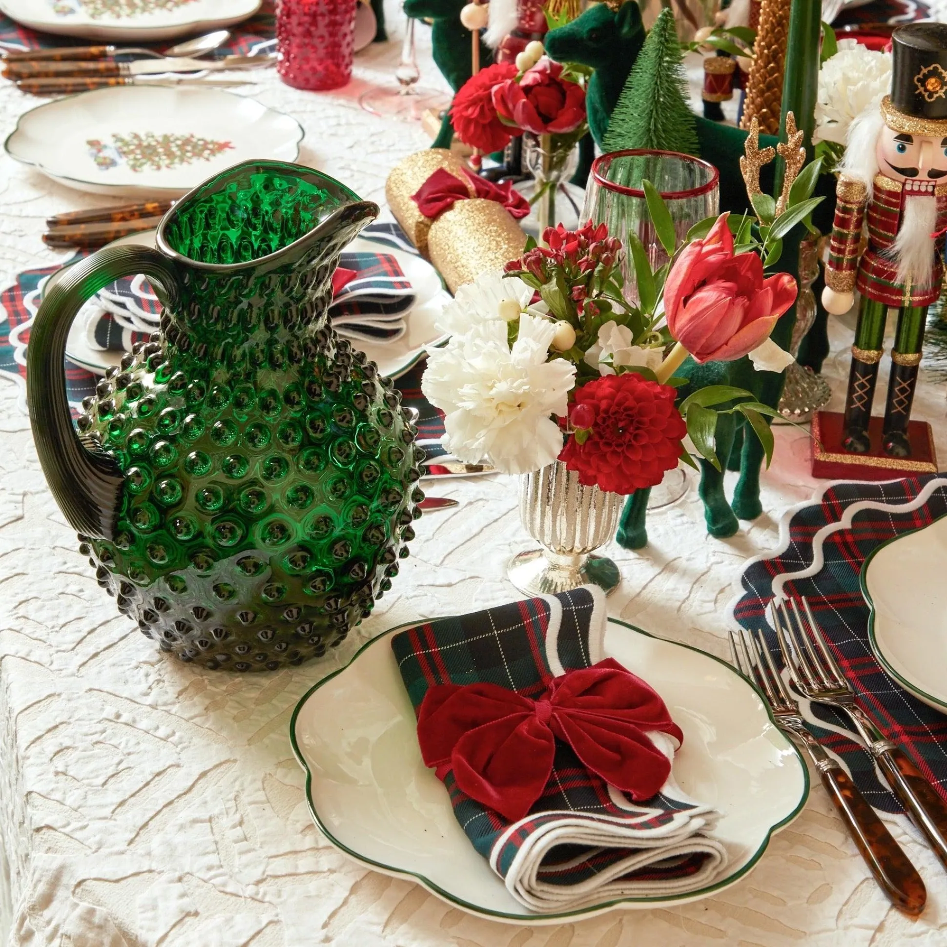 Emerald Green Hobnail Jug