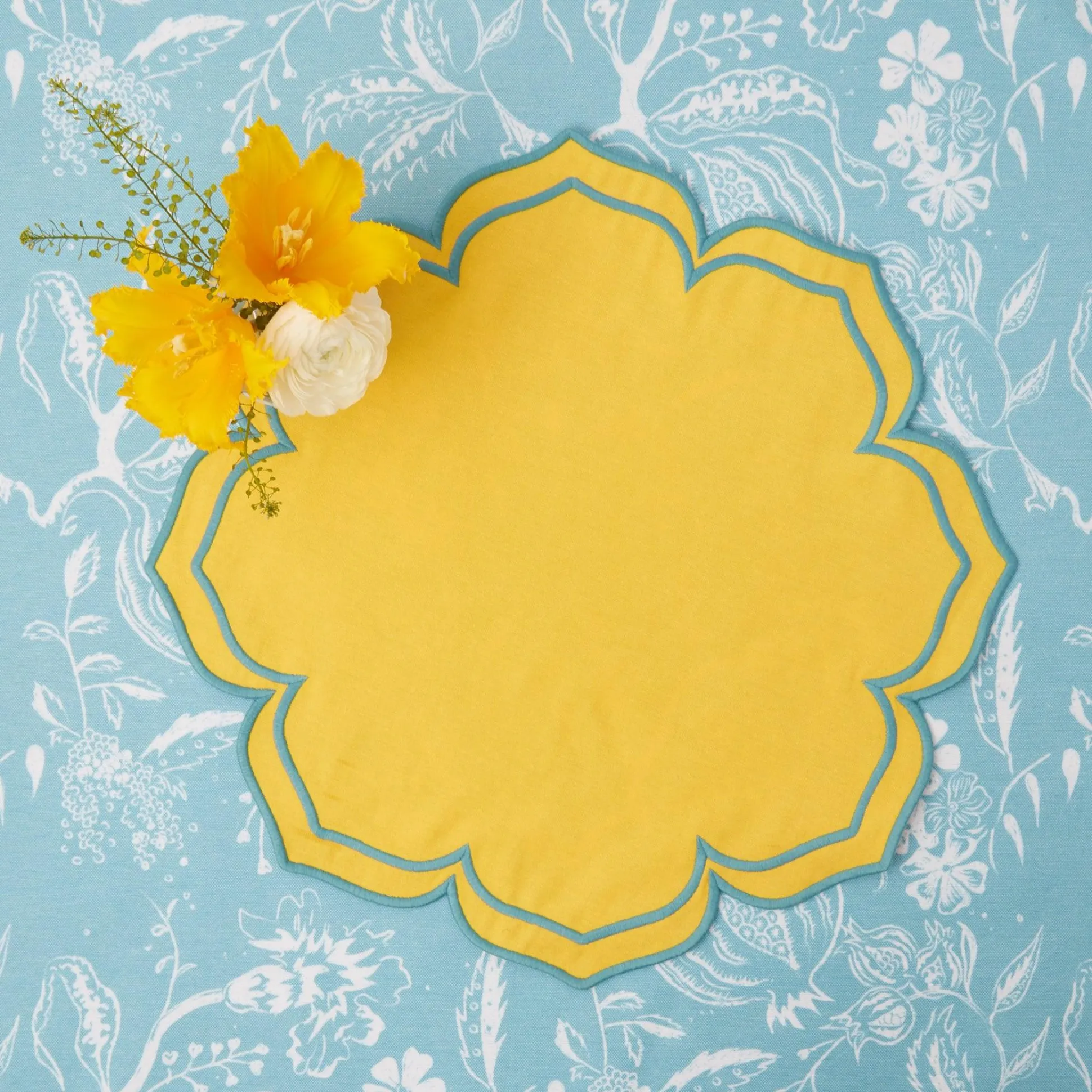 Fleur Yellow Placemats (Set Of 4)