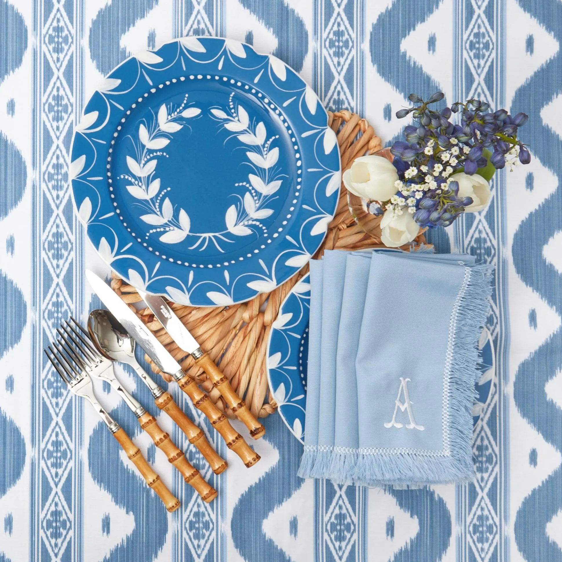 French Blue Garland Dinner Plates (Set Of 4)