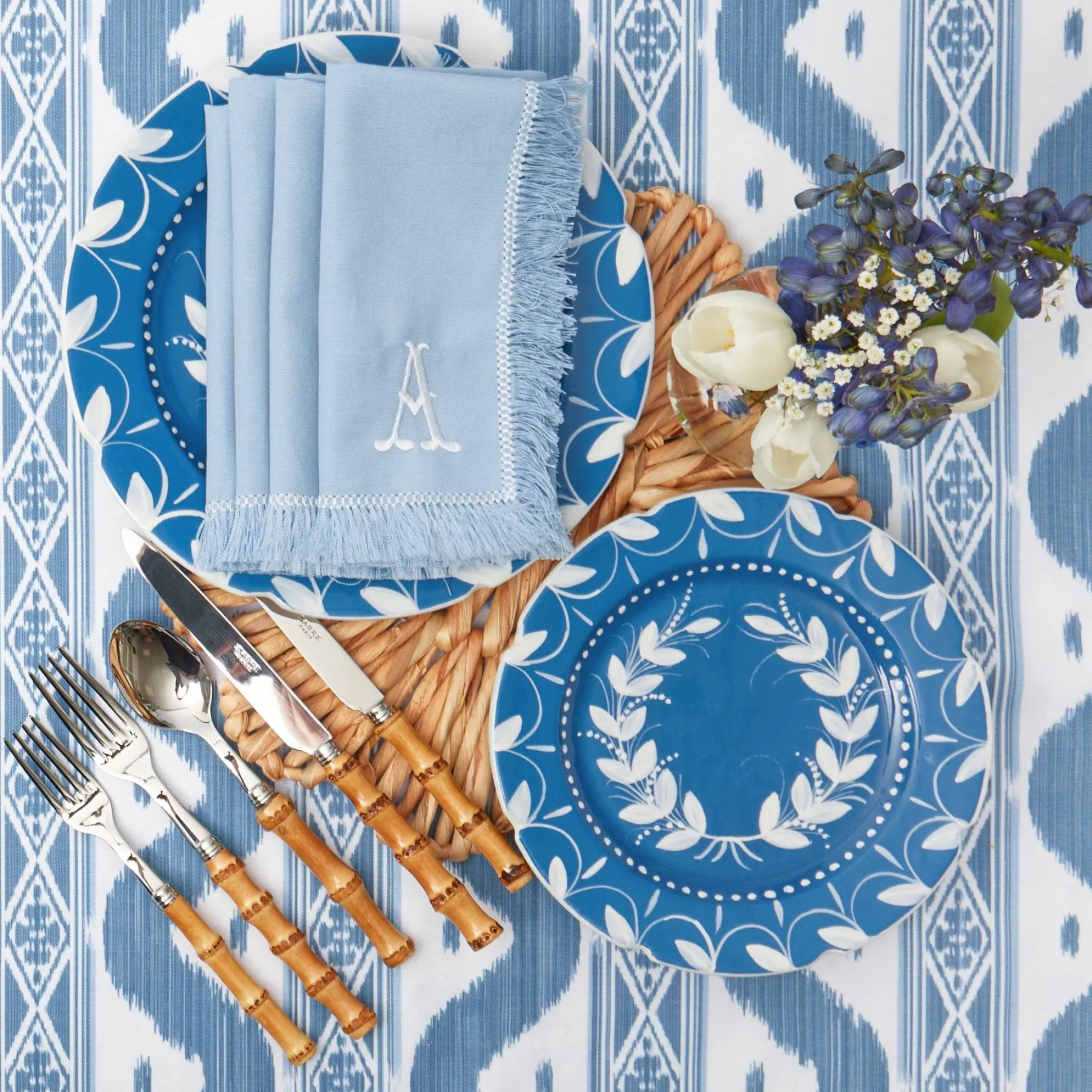 French Blue Garland Starter Plates (Set Of 4)